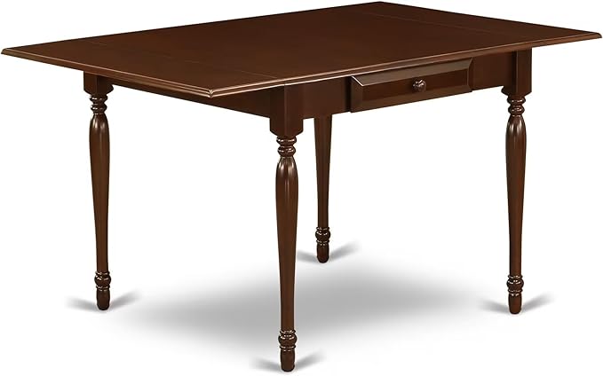 East West Furniture MZNO3-MAH-C 3 Piece Dinette Set for Small Spaces Contains a Rectangle Dining Table with Dropleaf and 2 Linen Fabric Dining Room Chairs, 36x54 Inch, Mahogany