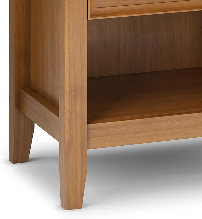 SIMPLIHOME Amherst SOLID WOOD 24 Inch Wide Traditional Bedside Nightstand Table in Light Golden Brown, For the Living Room and Bedroom
