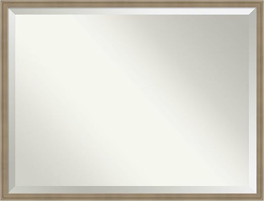 Amanti Art Brown Wall Mirror 32x42 Florence Light Brown Rectangle Bathroom Mirror for Wall Decor Living Room, X-Large Casual Frame, Hangs Horizonally and Vertically, Bathroom Decor, Beveled Edge