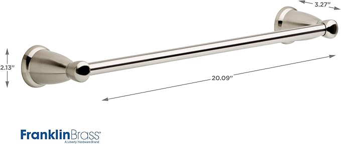 Franklin Brass Kinla 5-Piece Bathroom Set Satin Nickel 18" and 24" Towel Bar Racks, Toilet Paper Holder, Ring, Hook KIN5PC-SN