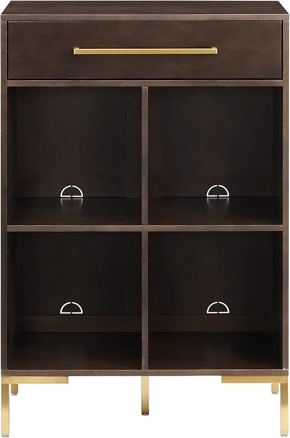 Crosley Furniture Juno Cube Bookcase and Record Player Stand with Storage for Vinyl Records, Dark Brown