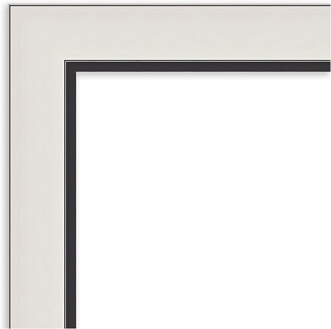 Amanti Art Silver Bathroom Mirror for Over Sink, 30x42 Ellie Silver Black Rectangle Vanity Mirror, Large Modern Contemporary Frame, Hangs Horizonally and Vertically, Bathroom Wall Decor, Beveled Edge