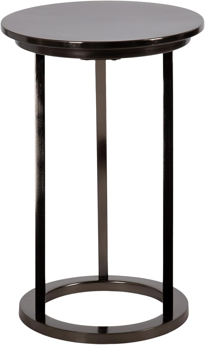 Kate and Laurel Aja Modern Metal Round Side Table; 15 x 15 x 23; Gray Gunmetal; Decorative Geometric End Table with Unique Slanted Legs for Use as Bedroom Nightstand or Living Room Indoor Plant Stand