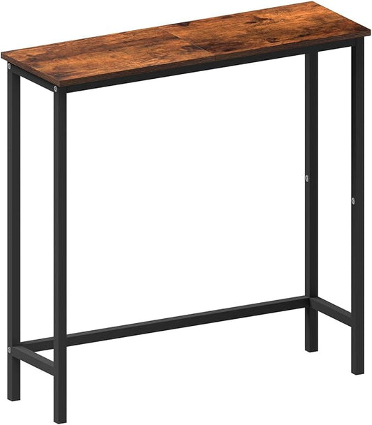 HollyHOME Narrow Console Table, 29.5" Slim Entryway Table, Sofa Stand, Hallway Shelf for Hallway, Bedroom, Living Room, Foyer, Rustic Brown