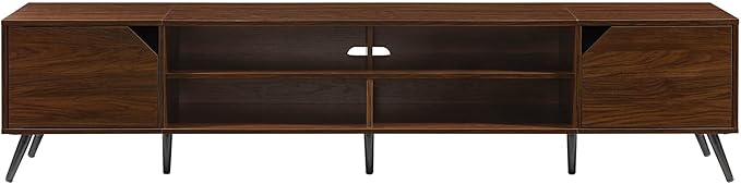 Walker Edison Nora Modern Minimal Open-Shelf TV Stand for TVs up to 90 Inches, 80 Inch, Dark Walnut