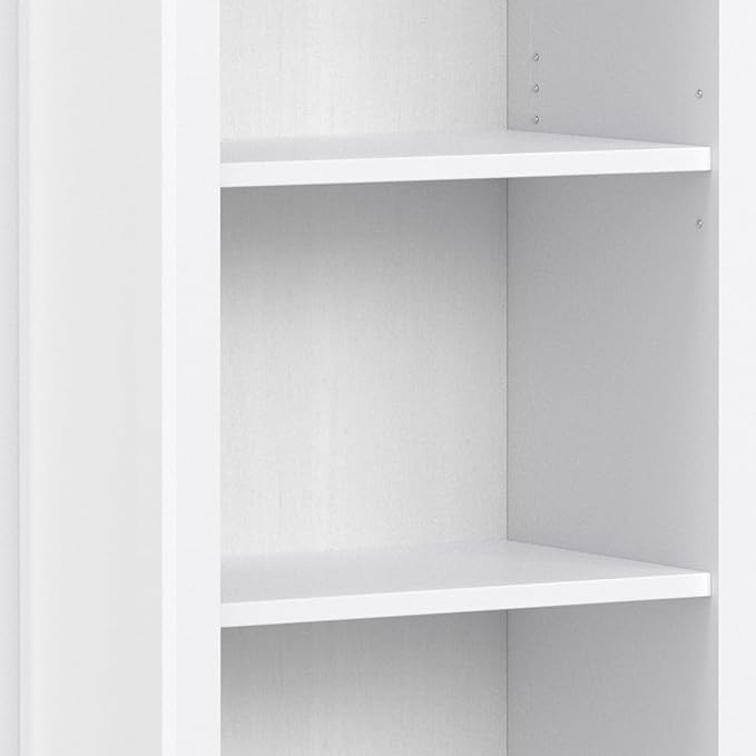 SIMPLIHOME Amherst Bookcase - 70 inch Tall 5-Shelf Solid Wood Bookshelf in White, Transitional Storage for Living Room, Study Room or Office with Adjustable Shelves and Tapered Legs