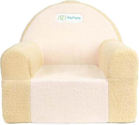 Toddler Chair, Comfy Foam Kids Couch with Soft Velvet Cover, Toddler Couch for Gaming and Studying, Kids Sofa That Fits Nicely with Any Modern Decor, Beige