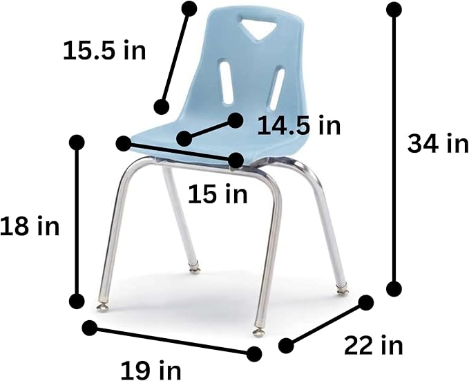 Berries Jonti-Craft 8148JC6131 Stacking Chairs with Chrome-Plated Legs, 18" Height, Coastal Blue, Pack of 6