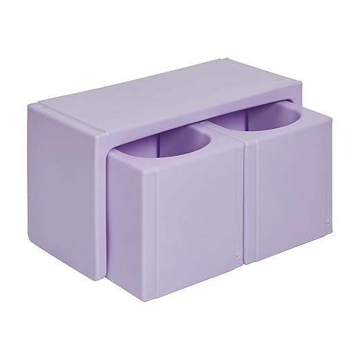 ECR4Kids Tri-Me Table and Cube Chair Set, Multipurpose Furniture, Light Purple, 3-Piece