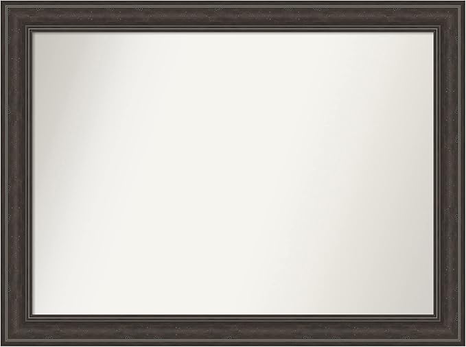 Amanti Art Brown Bathroom Mirror for Over Sink, 33x44 Shipwreck Greywash Rectangle Vanity Mirror, X-Large Traditional Frame, Hangs Horizonally and Vertically, Bathroom Wall Decor, Non-Beveled Edge