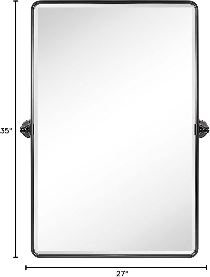 TEHOME Pivot Oil Rubbed Bronze Rectangle Bathroom Mirror Beveled Tilting Rectangular Bathroom Vanity Mirrors for Wall Vertical Wall Mounted Pivoting Mirrors, 25x35''