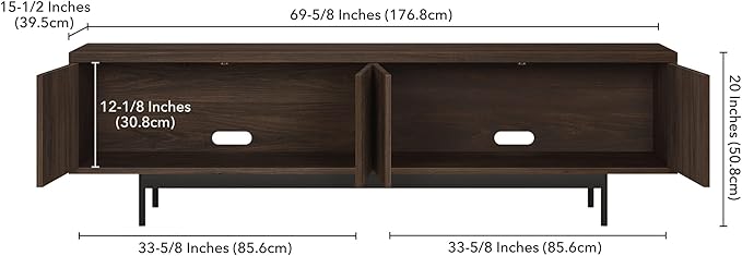 Henn&Hart Rectangular TV Stand for TV's up to 75" in Warm Brown, for Home, Living Room, Bedroom, Entertainment Room, Office