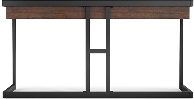 SIMPLIHOME Erina Desk - 60-Inch Wide Solid Acacia Wood and Metal Writing Desk in Distressed Charcoal Brown, Modern Industrial Home Office Computer Table for Study with 2 Drawers and Keyboard Tray