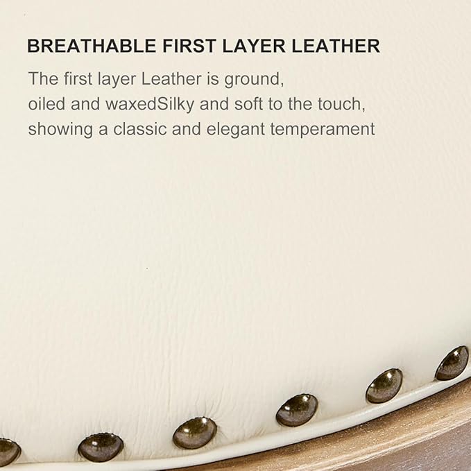 Cow top Leather Wooden Bar Stools, 360 Degree Swivel Bar Height Chair with Backs for Home Kitchen Counter, Morden Chair Barstools (Retro-Beige, Bar Height-Seat Height 29.5”)