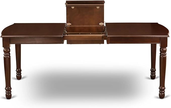 East West Furniture DODA9-MAH-24 9 Piece Dining Table Set Includes a Rectangle Kitchen Table with Butterfly Leaf and 8 Polyester Fabric Upholstered Chairs, 42x78 Inch, Mahogany