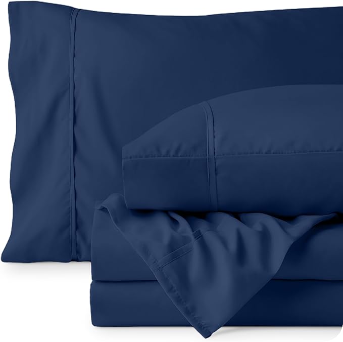 Bare Home Twin XL Sheet Set - College Dorm Size - Luxury 1800 Ultra-Soft Microfiber Twin Extra Long Bed Sheets - Deep Pockets - Easy Fit - Extra Soft - 3 Piece Set - Bed Sheets (Twin XL, Dark Blue)