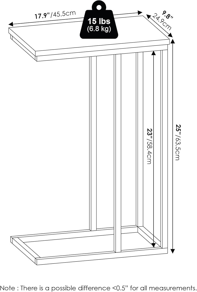 Furinno Camnus Modern Living Sofa Side Table, French Oak Grey, Set of 2