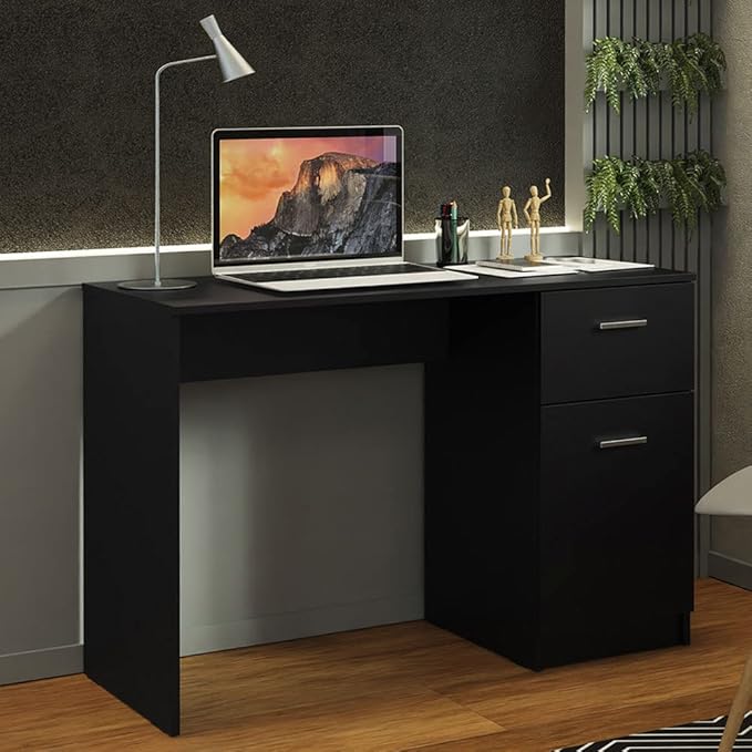 Madesa Compact Computer Desk Study Table for Small Spaces Home Office 43 Inch Student Laptop PC Writing Desks with Storage and Drawer, Modern Ergonomic Gaming Workstation - Black