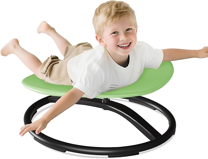 21" L × 19" W Large Size Spinning Chair for Autistic Kids, Autism Sensory Spinning Chair, Sensory Toys for Kids with Autism & ADHD, Sit and Spin Training Body Coordination, Light Green Rounded Share