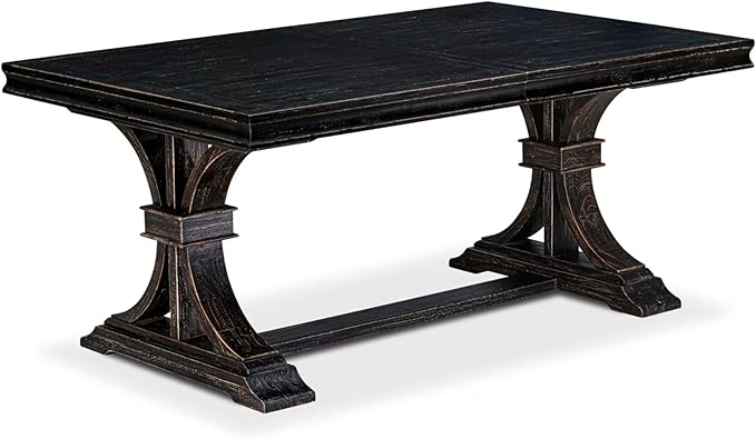 LET-SBB-TP - a Mid-Century Dining Table with Removable Rectangular Tabletop – Sand Blasting Black