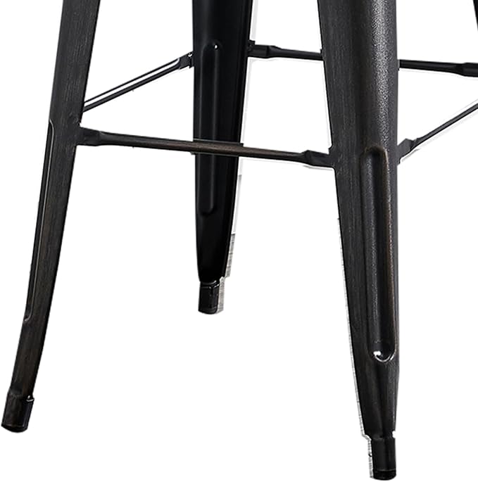 AC Pacific Modern 30” Metal Barstool Set of 2 – Country Rustic Style with Low Back, Lightweight & Sturdy Build, Easy Assembly, Distressed Black