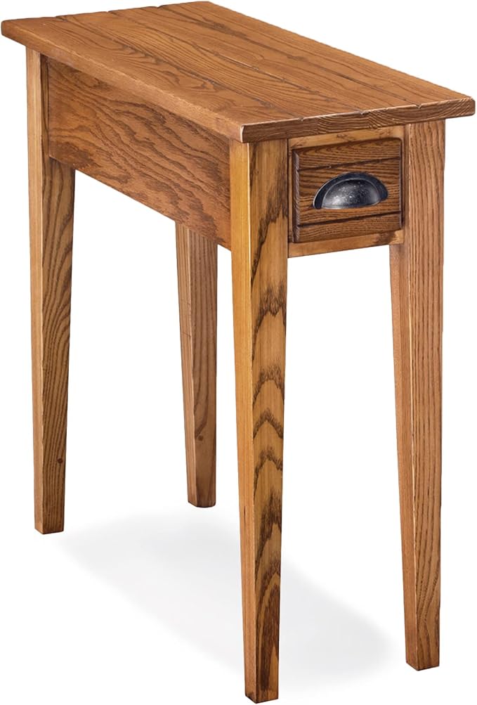 Leick Home, End Table, Solid Wood, Narrow, 1 Drawer, Blackened Hardware, Easy Assembly, 10 in W x 24 in D x 24 in H, Item 9010