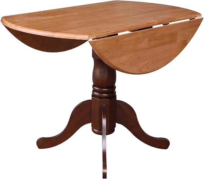 International Concepts Round Dual Drop Leaf Ped Table, Cinnamon/Espresso, 42-Inch