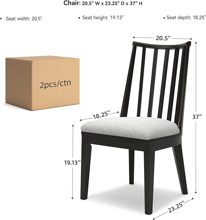 Signature Design by Ashley Galliden Urban Upholstered Armless Dining Chair, Set of 2, Black & Light Gray