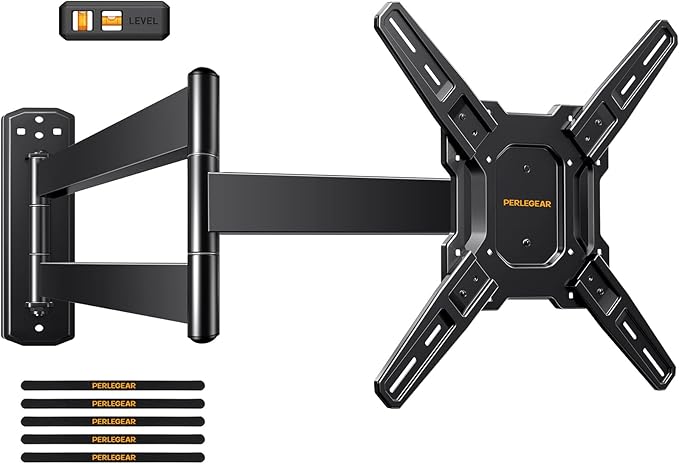 Perlegear Long Arm TV Wall Mount for 26-65 inch TVs up to 100 lbs, Corner TV Mount Bracket with 31.65” Extension, Swivel, Tilt Articulating Arms, Full Motion Wall Mount, Max VESA 400x400mm PGMF25B