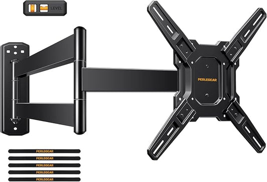 Perlegear Long Arm TV Wall Mount for 26-65 inch TVs up to 100 lbs, Corner TV Mount Bracket with 31.65” Extension, Swivel, Tilt Articulating Arms, Full Motion Wall Mount, Max VESA 400x400mm PGMF25B
