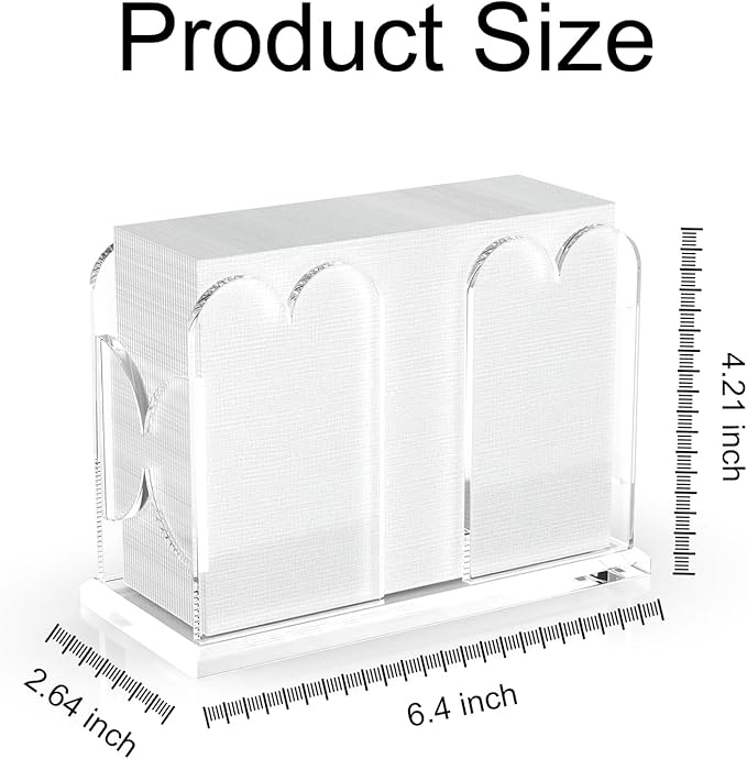 LUGUNU Acrylic Cocktail Napkin Holder-Clear Scalloped Napkin Dispenser for Bar,Bathroom, Kitchen, Dining Room–Stylish Freestanding Guest Towel Napkin Holder for Weddings, Hotels, and Home Decor