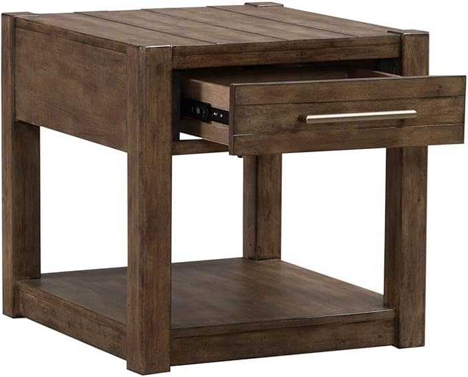 Liberty Furniture Broadmore Living Room Drawer End Table - Cobblestone Brown