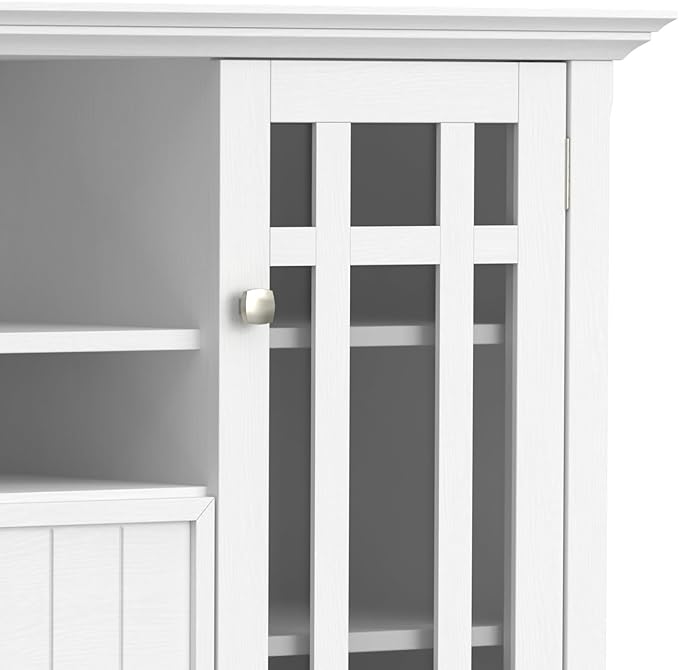 SIMPLIHOME Bedford SOLID WOOD 53 inch Wide Transitional TV Media Stand in White For TVs up to 60 inches for the Living Room and Entertainment Center