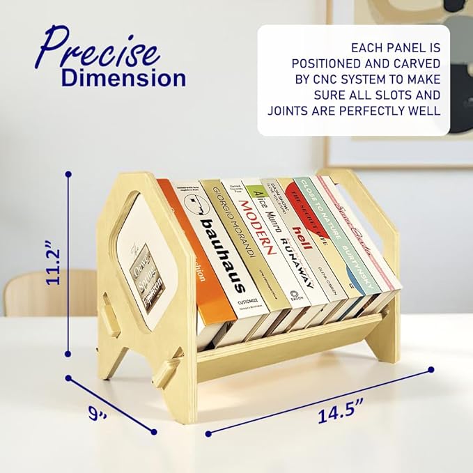 Desktop Bookshelf, Stackable Book Organizer with Handle, Storage Rack for CD/Magazine/File Folder, Portable Small Bookshelf for Study, Living Room, Kid's Room, No Nails, Small Size