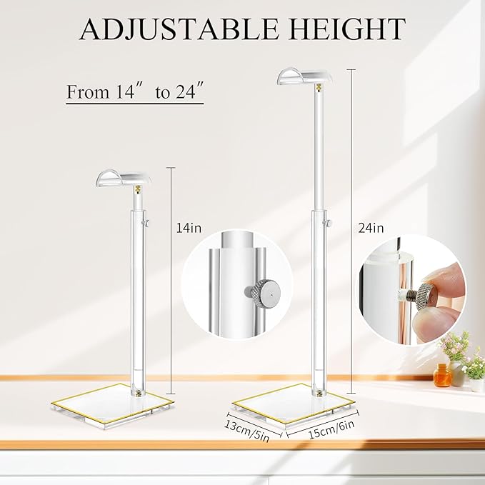 Acrylic Purse Stands for Display, 3 Pack 14" to 24"Adjustable Height Clear Purse Holder Stand, Counter Bags Hanging Organizer Handbag Rack for Closet Retail Vendor Commercial Store