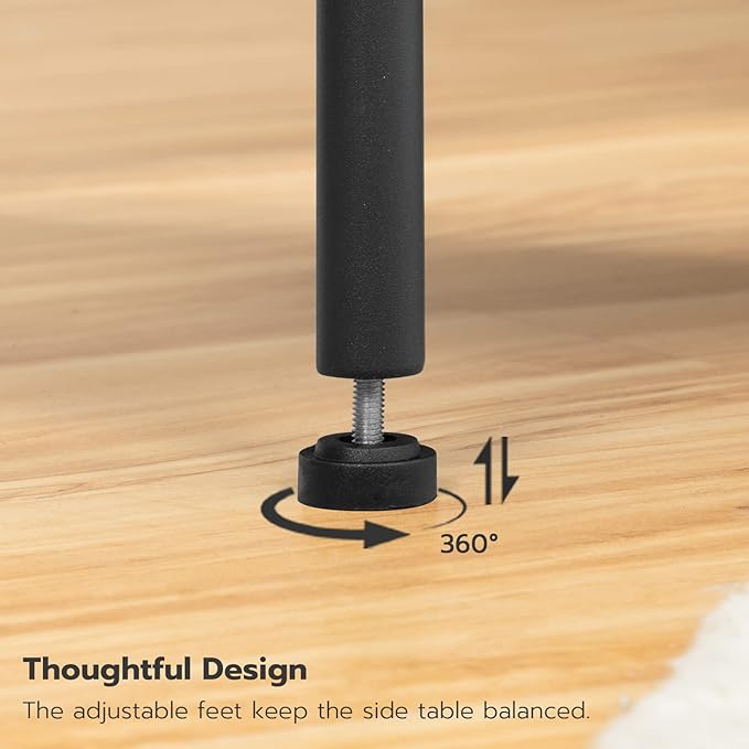 HOOBRO Side Table with Charging Station, Set of 2 End Tables with USB Port and Outlets, Nightstand with 2-Layer Storage Shelves for Small Spaces, Living Room, Bedroom, Greige and Black BG09UBZP201