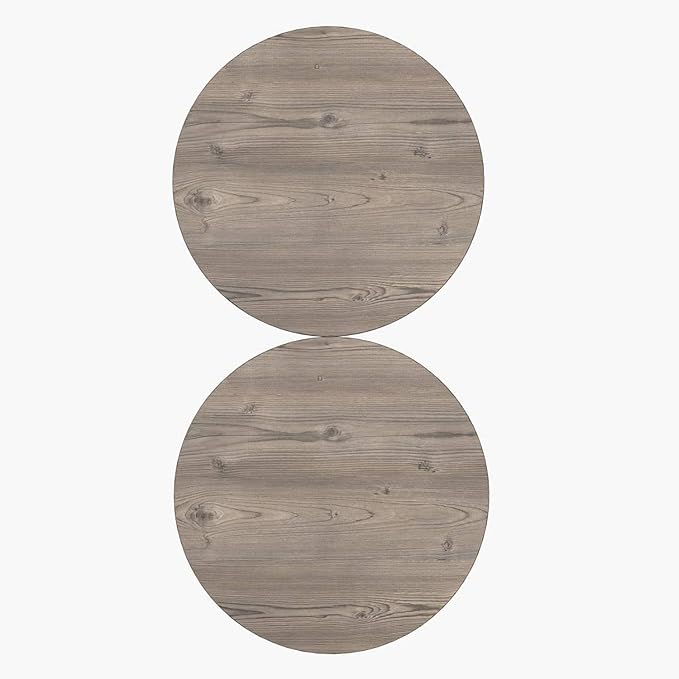 PAK HOME - Set of 2 Pine Wood Grey End Table – Round Wood Sofa Side Coffee Tables for Small Spaces, Nightstand Bedside Table for Bedroom, Living Room, Home Office, Balcony