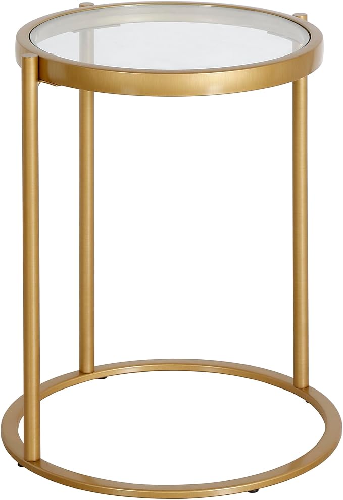 Duxbury 16'' Wide Round Side Table in Brass