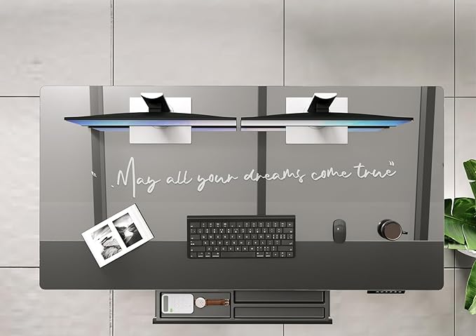 INNOVAR Glass Standing Desk with Drawers, 40×24 Inch Adjustable Stand Up Desk Quick Install Home Office Computer Desk, Black