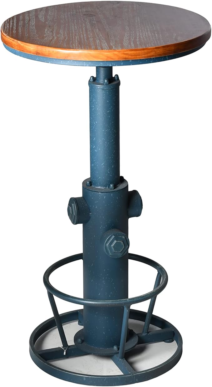 Topower Industrial Bar Table 38.58-48.43" Adjustable Pub Table Kitchen Dining Coffee Bistro Table Antique Blue