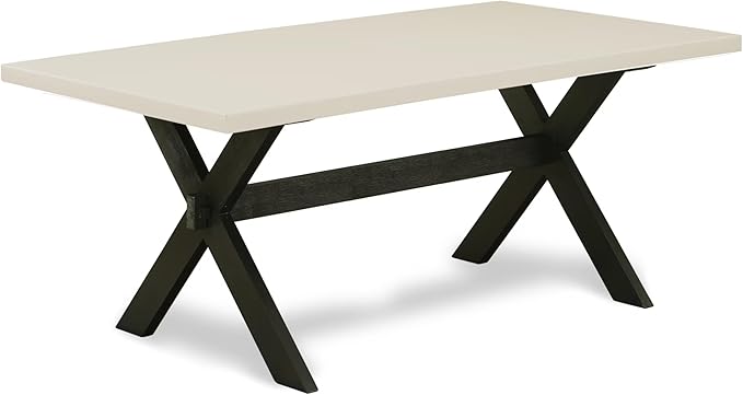 East West Furniture X627MZ650-6 6 Piece Dining Table Set Contains a Rectangle Kitchen Table and 4 Dark Gotham Grey Linen Fabric Parson Chairs with a Bench, 40x72 Inch, Multi-Color