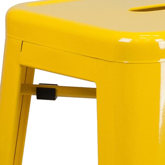 Flash Furniture Commercial Grade 30" High Backless Yellow Metal Indoor-Outdoor Barstool with Square Seat