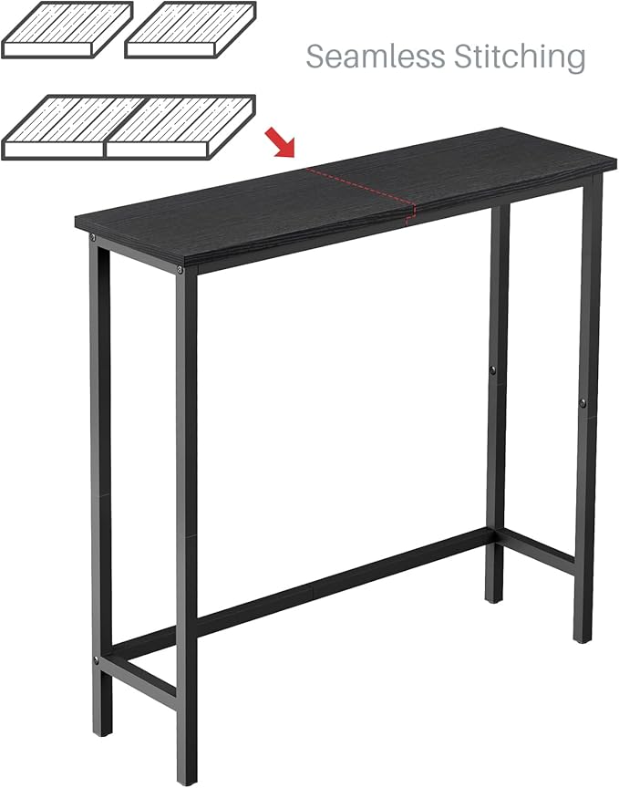 HollyHOME Narrow Console Table, 29.5" Slim Entryway Table, Sofa Stand, Hallway Shelf for Hallway, Bedroom, Living Room, Foyer, Black