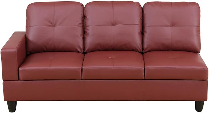 NicBex Sectional Couch 3 Pieces Sofa Set with Left Chaise Faux Leather L Shaped Cloud Couch for Living Room Furniture Sets with Storage Ottoman, Modular Sofa for Living Room & Apartment, Dark Red