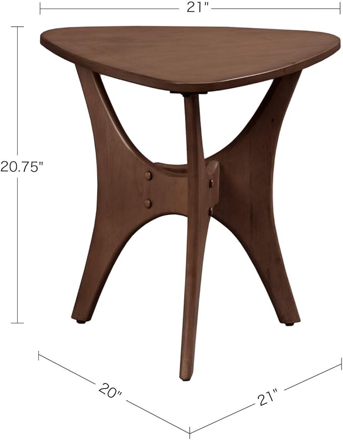 INK+IVY Blaze Triangle Wood Triangle Sofa Table Plywood with Wood Veneer Legs, Mid-Century Modern, Easy Assembly, Accent Furniture For Living Room, Minimalist Décor, Light Brown