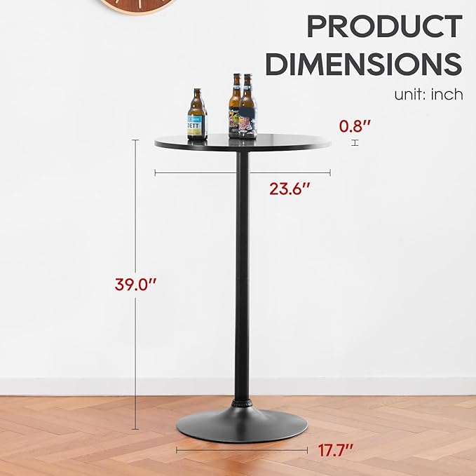 FDW Pub Table 40 Inch Height Cocktail Table Round Bistro Bar Table for Home and Kitchen Dining