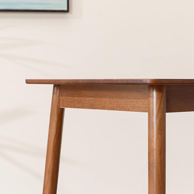 Rectangular Kitchen Solid Wood Dining Table 46.8 inches Legs Sturdy Natural Rubber Wood and Walnut Color (Walnut)