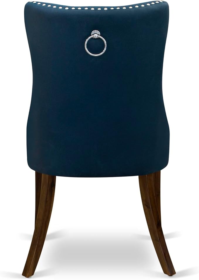 East West Furniture ANDA3-AWA-29 3 Piece Kitchen Table & Chairs Set Includes a Round Dining Table with Pedestal and 2 Polyester Fabric Upholstered Chairs, 36x36 Inch, Antique Walnut