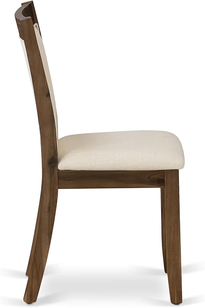 East West Furniture DLMZ3-AWA-32 3 Piece Kitchen Table Set for Small Spaces Consist of a Round Wooden Table with Dropleaf and 2 Upholstered Parson Chairs, 42x42 Inch, Antique Walnut