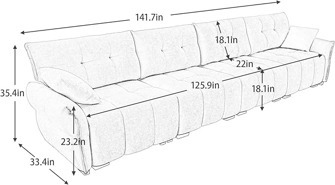 Modern Chenille Fabric 4-Seat Sofa w/ 2 Pillows, Premium Upholstery Living Room Couch with Tufted Backrest & Comfortable Armrests and High-Resilience Memory Foam Cushions,White